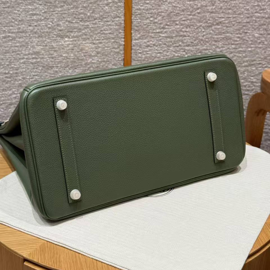 Hermes Birkin 35 Bag Handmade In Togo Calfskin Leather Gold Hardware 61 Olive Green - Image 18
