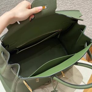 Hermes Birkin 35 Bag Handmade In Togo Calfskin Leather Gold Hardware 61 Olive Green - Image 17