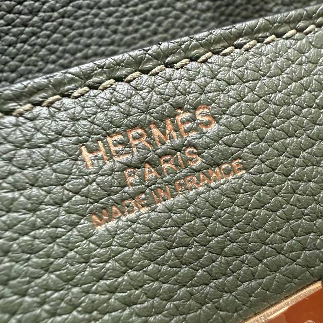 Hermes Birkin 35 Bag Handmade In Togo Calfskin Leather Gold Hardware 61 Olive Green - Image 16
