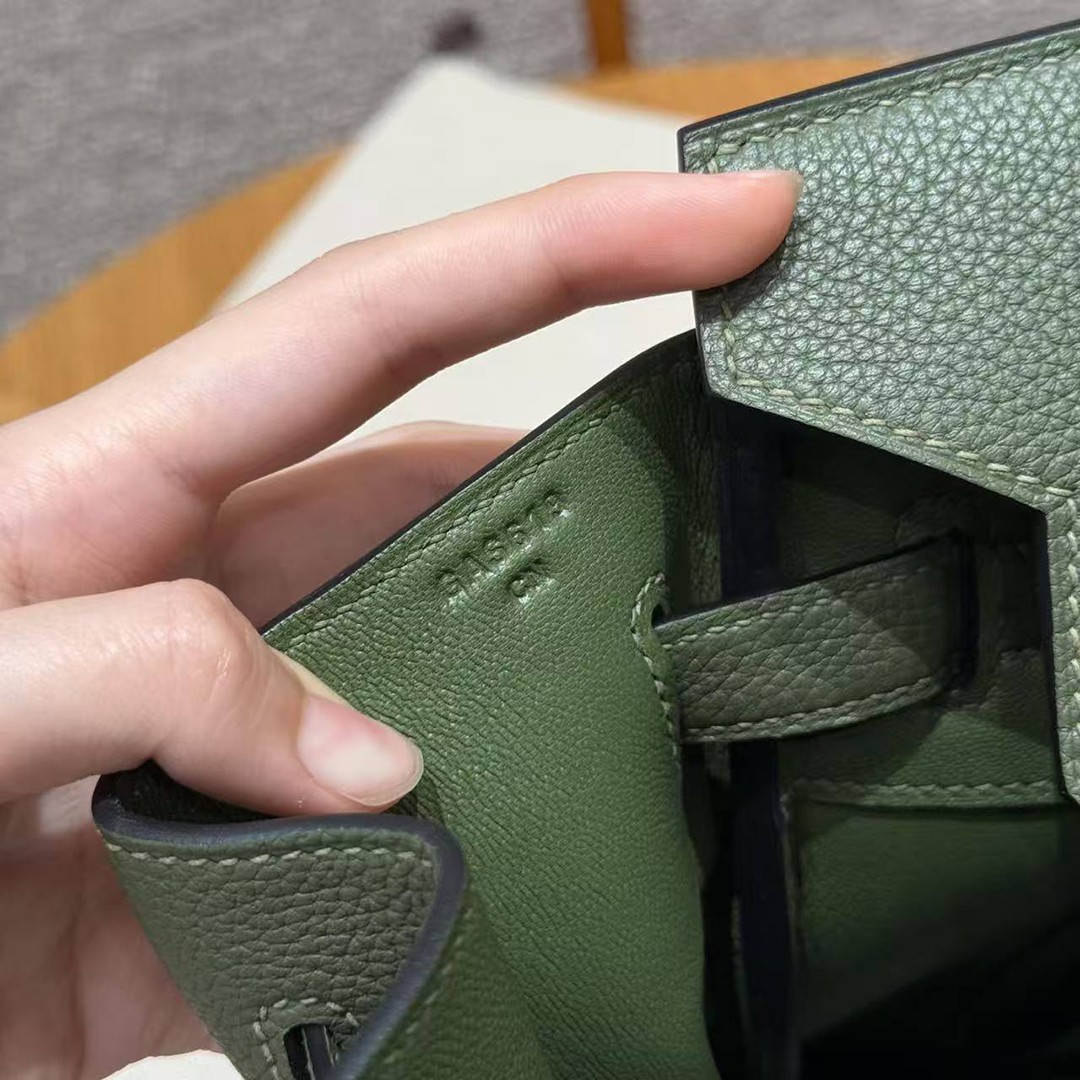Hermes Birkin 35 Bag Handmade In Togo Calfskin Leather Gold Hardware 61 Olive Green - Image 13