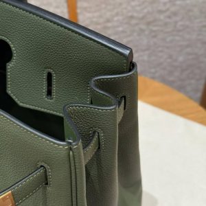 Hermes Birkin 35 Bag Handmade In Togo Calfskin Leather Gold Hardware 61 Olive Green - Image 8