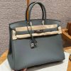 Hermes Birkin 35 Bag Handmade In Togo Calfskin Leather Silver Hardware 63 Amande