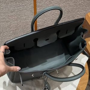 Hermes Birkin 35 Bag Handmade In Togo Calfskin Leather Silver Hardware 63 Amande - Image 18