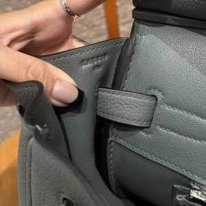 Hermes Birkin 35 Bag Handmade In Togo Calfskin Leather Silver Hardware 63 Amande - Image 17
