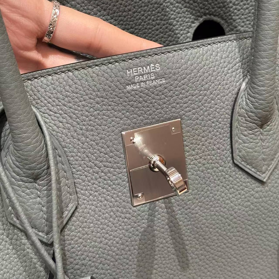 Hermes Birkin 35 Bag Handmade In Togo Calfskin Leather Silver Hardware 63 Amande - Image 15