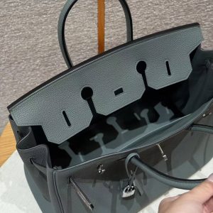 Hermes Birkin 35 Bag Handmade In Togo Calfskin Leather Silver Hardware 63 Amande - Image 12