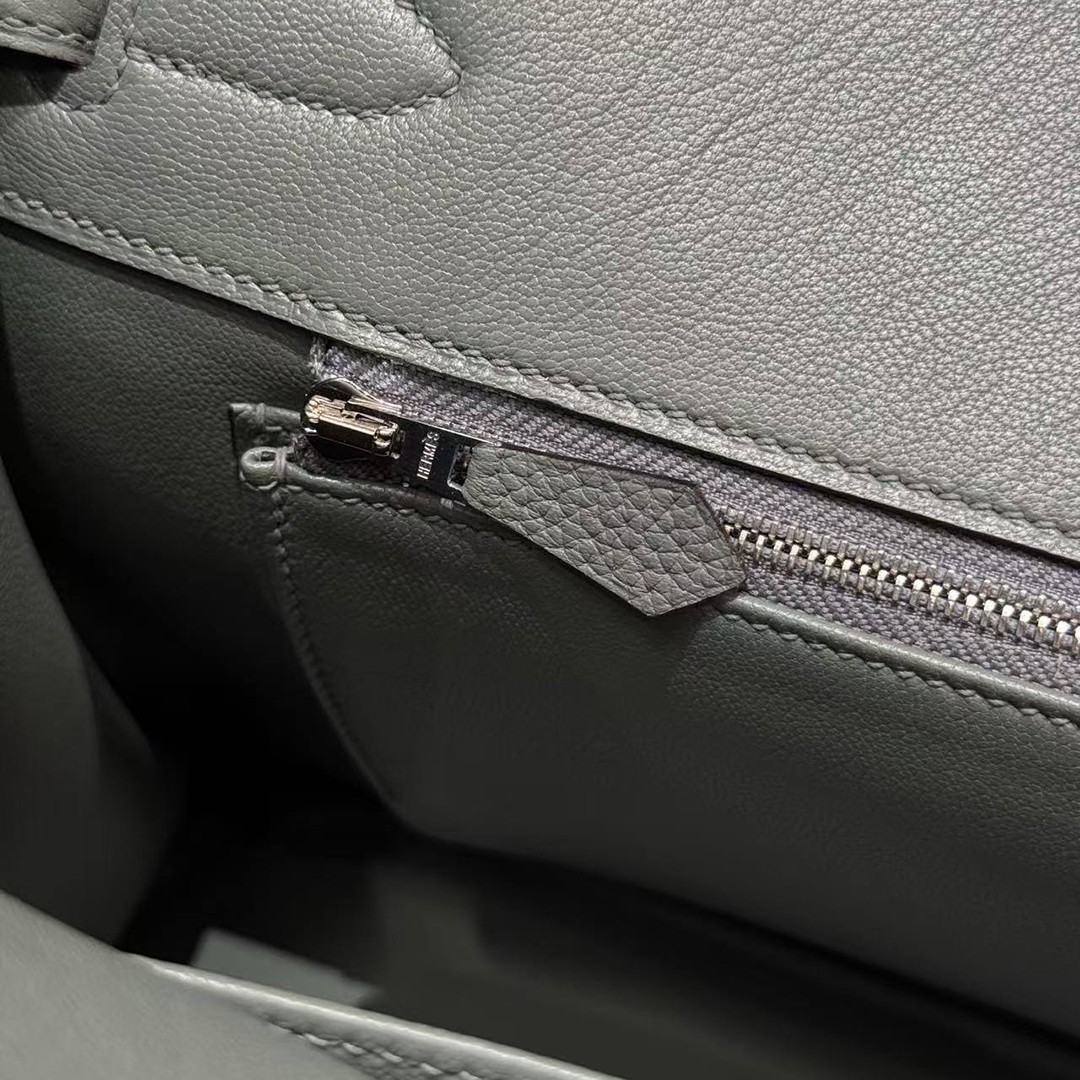 Hermes Birkin 35 Bag Handmade In Togo Calfskin Leather Silver Hardware 63 Amande - Image 8