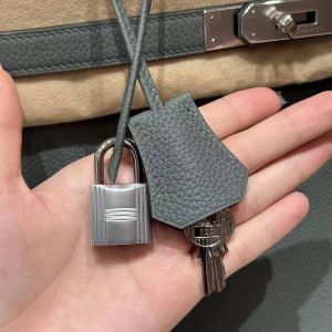 Hermes Birkin 35 Bag Handmade In Togo Calfskin Leather Silver Hardware 63 Amande - Image 6