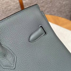 Hermes Birkin 35 Bag Handmade In Togo Calfskin Leather Silver Hardware 63 Amande - Image 3