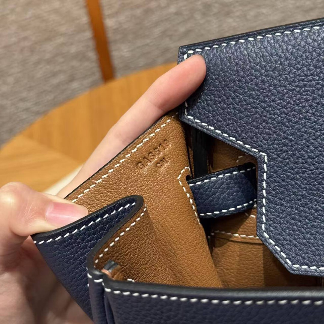 Hermes Birkin 35 Bag Handmade In Togo Calfskin Leather Silver Hardware 73 Blue Saphir - Image 17