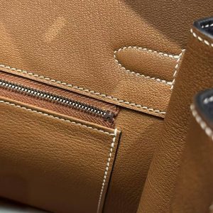 Hermes Birkin 35 Bag Handmade In Togo Calfskin Leather Silver Hardware 73 Blue Saphir - Image 11