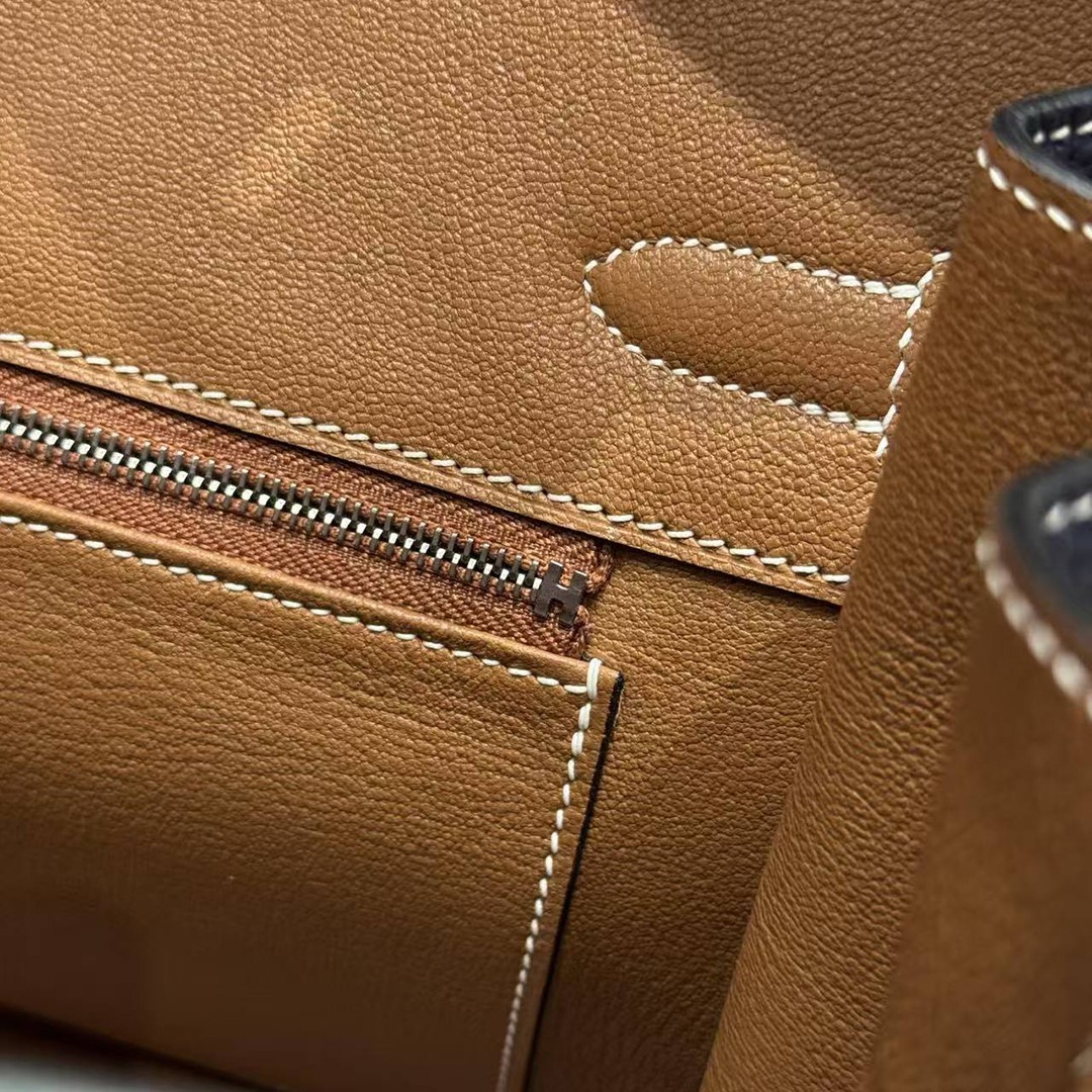 Hermes Birkin 35 Bag Handmade In Togo Calfskin Leather Silver Hardware 73 Blue Saphir - Image 11