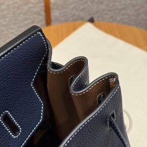 Hermes Birkin 35 Bag Handmade In Togo Calfskin Leather Silver Hardware 73 Blue Saphir - Image 10