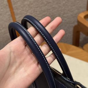 Hermes Birkin 35 Bag Handmade In Togo Calfskin Leather Silver Hardware 73 Blue Saphir - Image 7