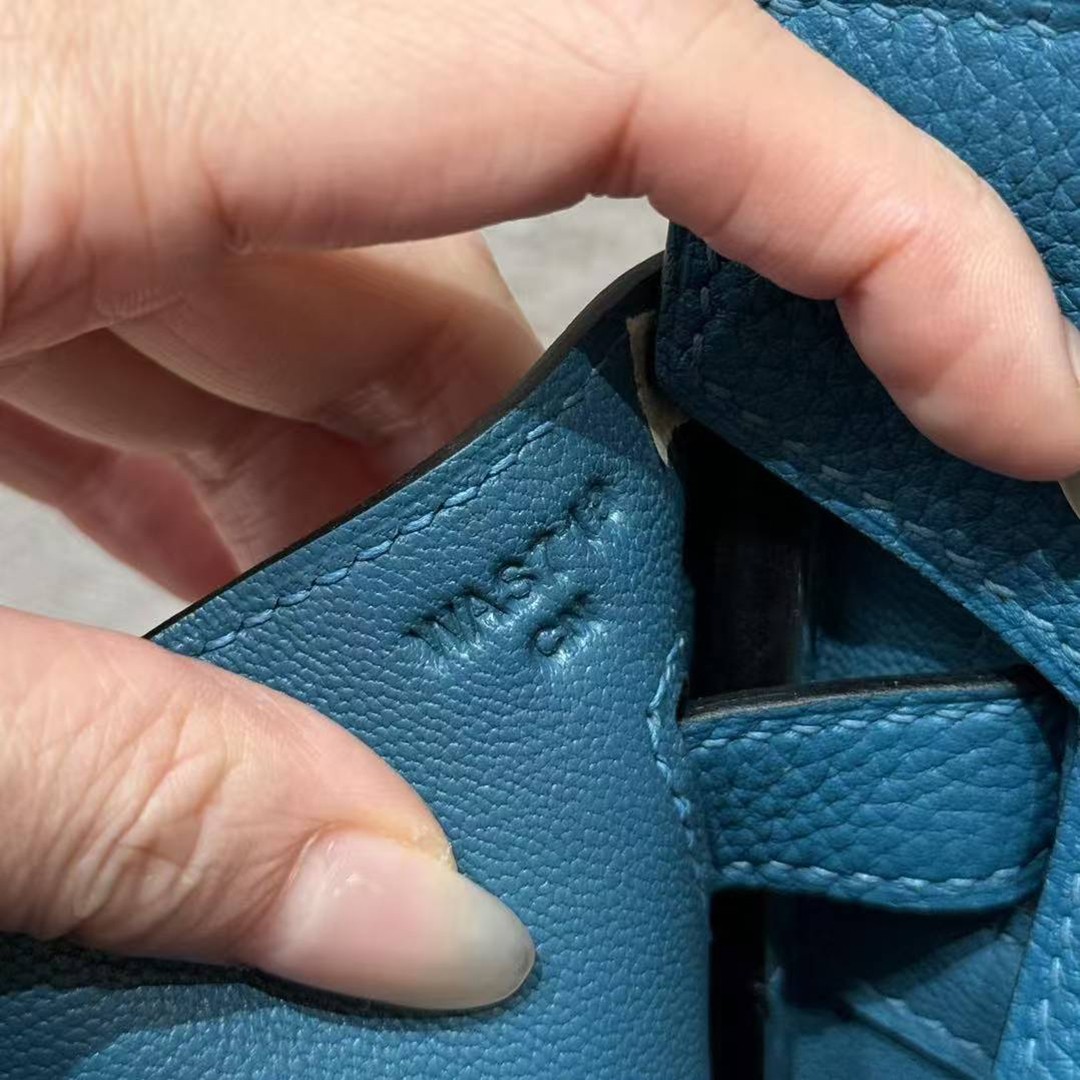 Hermes Birkin 35 Bag Handmade In Togo Calfskin Leather Silver Hardware 7c Cobalt - Image 8