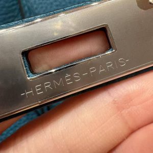 Hermes Birkin 35 Bag Handmade In Togo Calfskin Leather Silver Hardware 7c Cobalt - Image 5