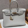 Hermes Birkin 35 Bag Handmade In Togo Calfskin Leather Gold Hardware 80 Gris Perle