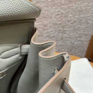 Hermes Birkin 35 Bag Handmade In Togo Calfskin Leather Gold Hardware 80 Gris Perle - Image 5