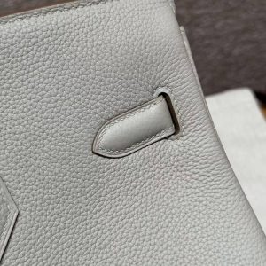 Hermes Birkin 35 Bag Handmade In Togo Calfskin Leather Gold Hardware 80 Gris Perle - Image 4