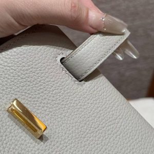 Alternative view of Hermes Birkin 35 Bag Handmade In Togo Calfskin Leather Gold Hardware 80 Gris Perle