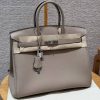 Hermes Birkin 35 Bag Handmade In Togo Calfskin Leather Silver Hardware 81 Gris Tourterlle