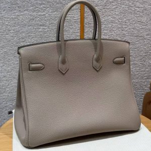 Alternative view of Hermes Birkin 35 Bag Handmade In Togo Calfskin Leather Silver Hardware 81 Gris Tourterlle