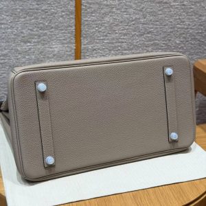 Hermes Birkin 35 Bag Handmade In Togo Calfskin Leather Silver Hardware 81 Gris Tourterlle - Image 20