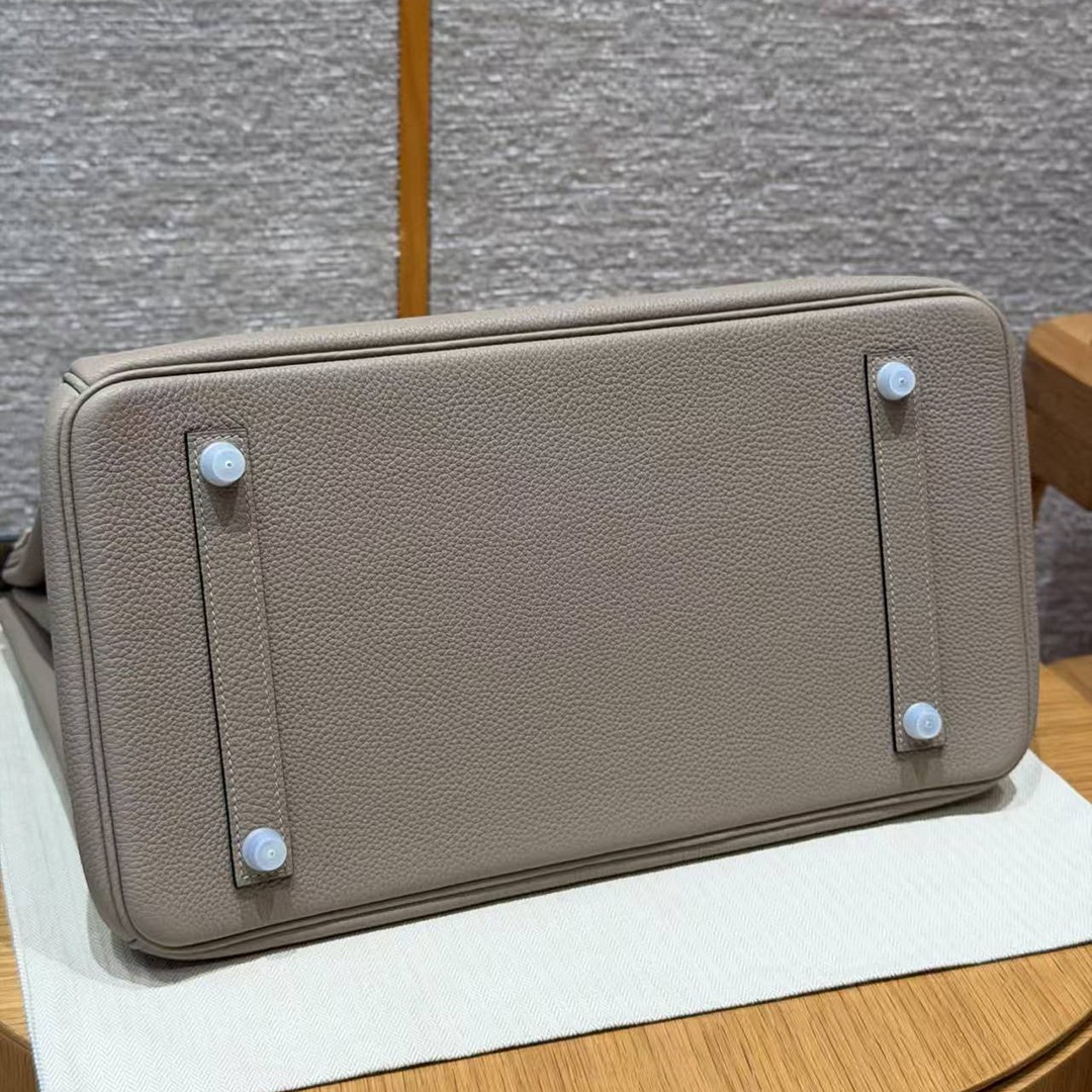 Hermes Birkin 35 Bag Handmade In Togo Calfskin Leather Silver Hardware 81 Gris Tourterlle - Image 20
