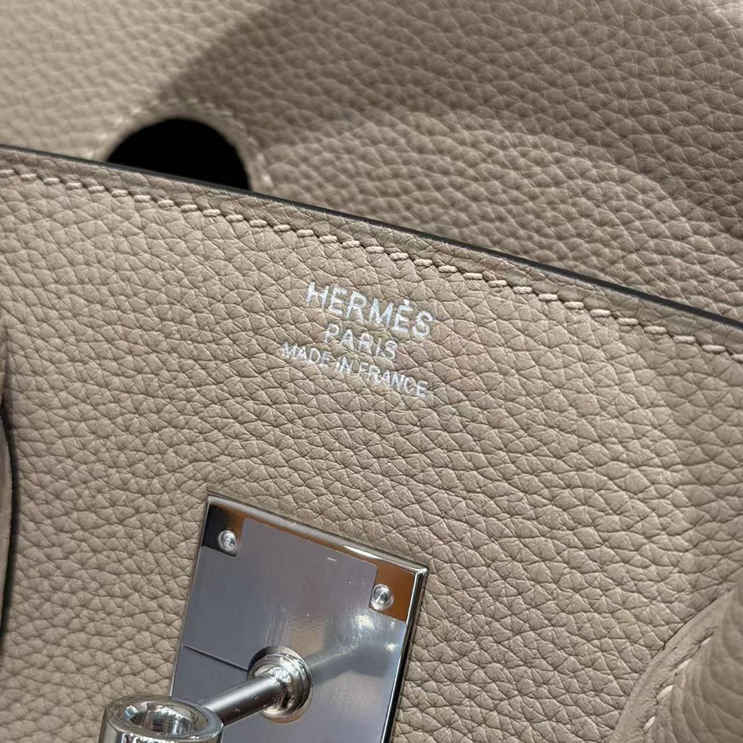 Hermes Birkin 35 Bag Handmade In Togo Calfskin Leather Silver Hardware 81 Gris Tourterlle - Image 18