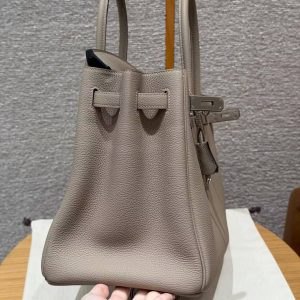 Hermes Birkin 35 Bag Handmade In Togo Calfskin Leather Silver Hardware 81 Gris Tourterlle - Image 14