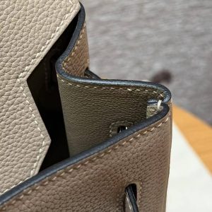 Hermes Birkin 35 Bag Handmade In Togo Calfskin Leather Silver Hardware 81 Gris Tourterlle - Image 12