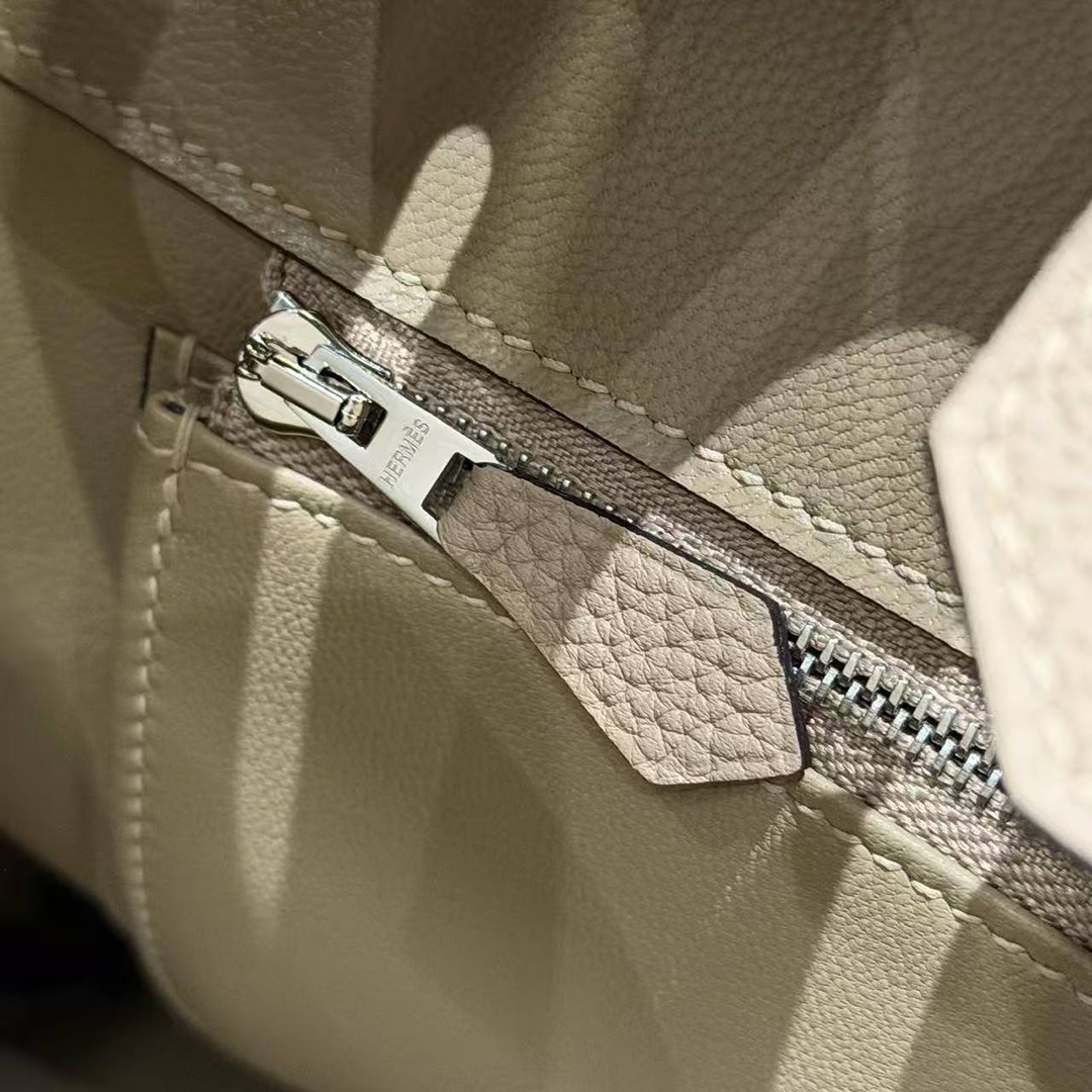Hermes Birkin 35 Bag Handmade In Togo Calfskin Leather Silver Hardware 81 Gris Tourterlle - Image 11