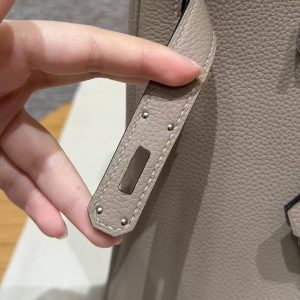 Hermes Birkin 35 Bag Handmade In Togo Calfskin Leather Silver Hardware 81 Gris Tourterlle - Image 8