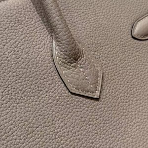 Hermes Birkin 35 Bag Handmade In Togo Calfskin Leather Silver Hardware 81 Gris Tourterlle - Image 6