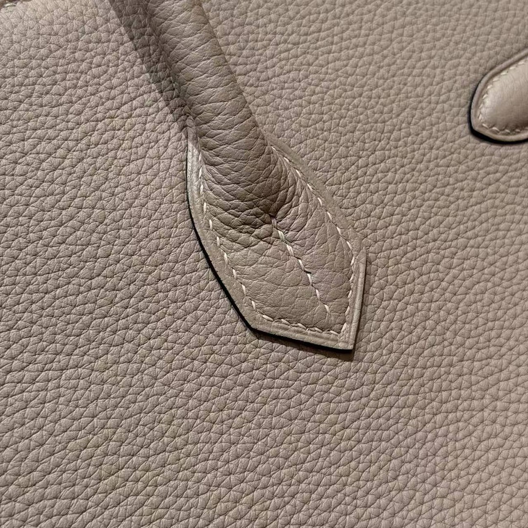 Hermes Birkin 35 Bag Handmade In Togo Calfskin Leather Silver Hardware 81 Gris Tourterlle - Image 6