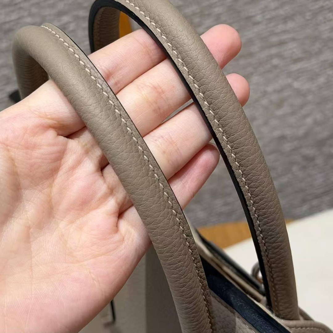 Hermes Birkin 35 Bag Handmade In Togo Calfskin Leather Silver Hardware 81 Gris Tourterlle - Image 5
