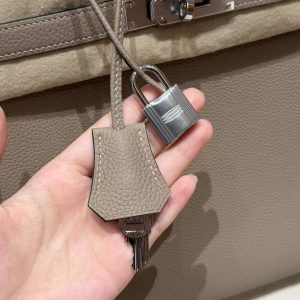 Hermes Birkin 35 Bag Handmade In Togo Calfskin Leather Silver Hardware 81 Gris Tourterlle - Image 3