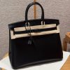 Hermes Birkin 35 Bag Handmade In Box Calfskin Leather Black Hardware 89 Noir