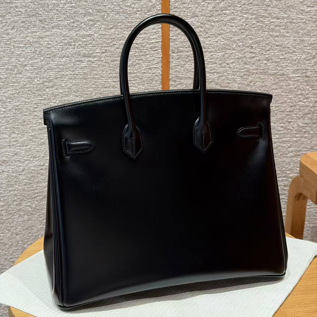 Hermes Birkin 35 Bag Handmade In Box Calfskin Leather Black Hardware 89 Noir - Image 2