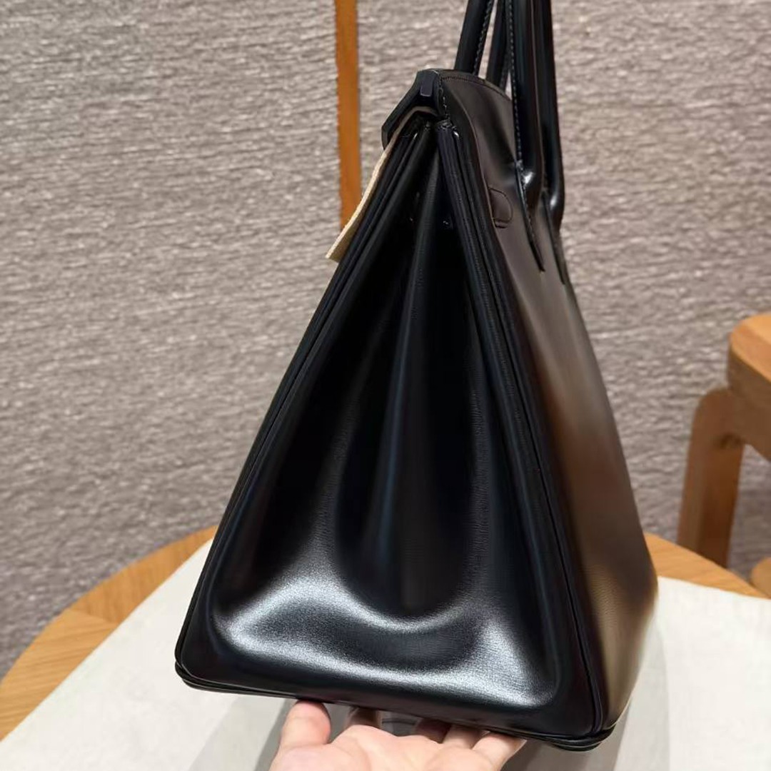 Hermes Birkin 35 Bag Handmade In Box Calfskin Leather Black Hardware 89 Noir - Image 18
