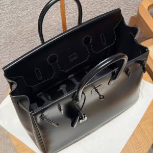 Hermes Birkin 35 Bag Handmade In Box Calfskin Leather Black Hardware 89 Noir - Image 16