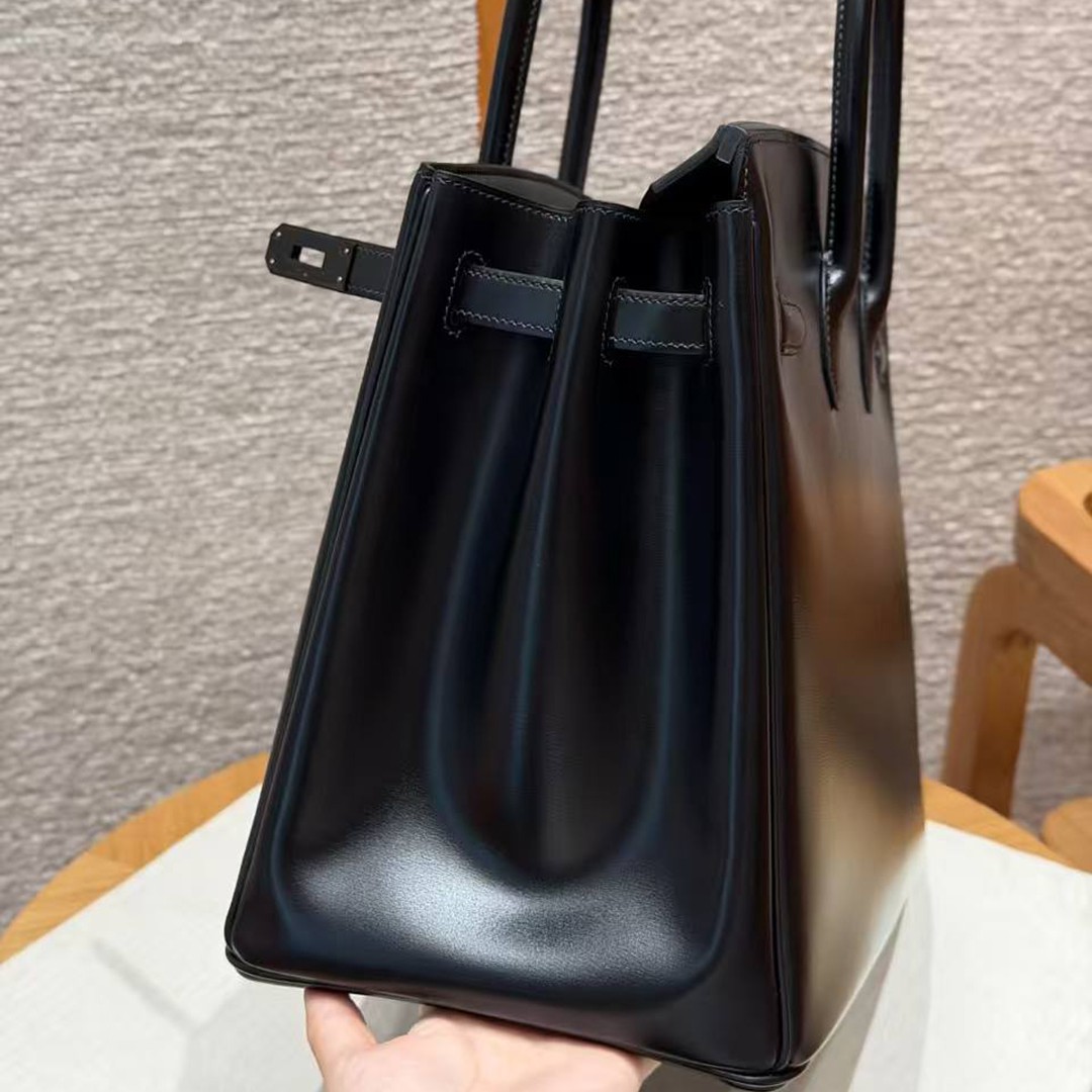 Hermes Birkin 35 Bag Handmade In Box Calfskin Leather Black Hardware 89 Noir - Image 10