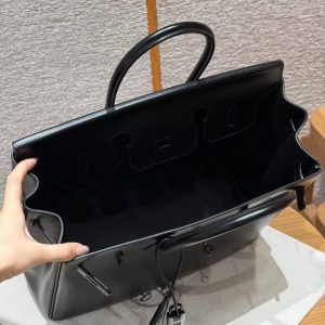 Hermes Birkin 35 Bag Handmade In Box Calfskin Leather Black Hardware 89 Noir - Image 9