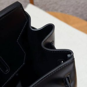 Hermes Birkin 35 Bag Handmade In Box Calfskin Leather Black Hardware 89 Noir - Image 8
