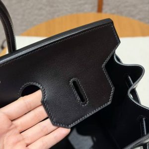 Hermes Birkin 35 Bag Handmade In Box Calfskin Leather Black Hardware 89 Noir - Image 7