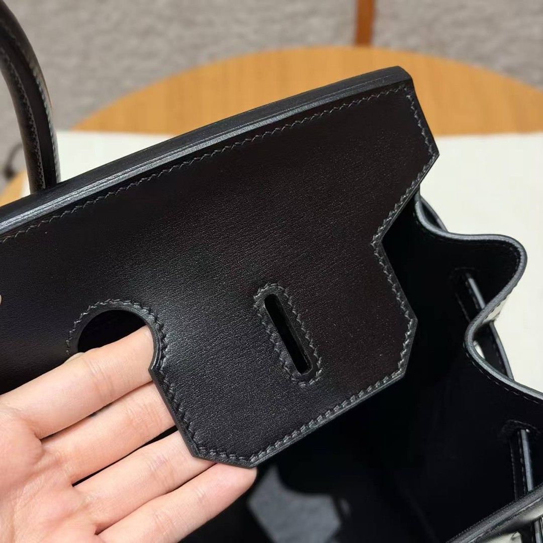 Hermes Birkin 35 Bag Handmade In Box Calfskin Leather Black Hardware 89 Noir - Image 7