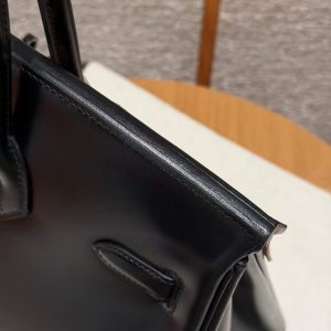 Hermes Birkin 35 Bag Handmade In Box Calfskin Leather Black Hardware 89 Noir - Image 6