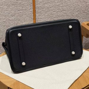 Hermes Birkin 35 Bag Handmade In Togo Calfskin Leather Gold Hardware 89 Noir - Image 24