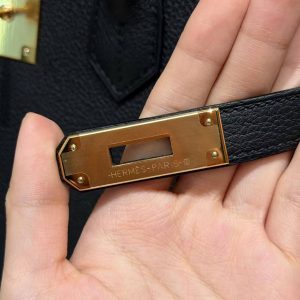 Hermes Birkin 35 Bag Handmade In Togo Calfskin Leather Gold Hardware 89 Noir - Image 20