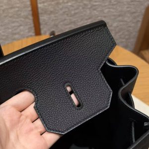 Hermes Birkin 35 Bag Handmade In Togo Calfskin Leather Gold Hardware 89 Noir - Image 15